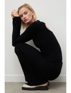 Herskind pulover de lana femei, culoarea negru, light