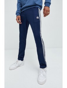 adidas Originals pantaloni de trening barbati, culoarea albastru marin, cu imprimeu