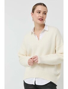 BOSS pulover de lana femei, culoarea alb, călduros