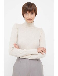 Mos Mosh pulover de lana femei, culoarea bej, light, cu guler