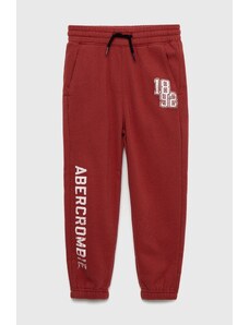 Abercrombie & Fitch pantaloni de trening pentru copii culoarea rosu, neted
