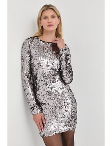 Bardot rochie culoarea argintiu, mini, drept