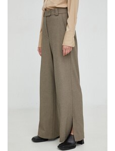 By Malene Birger pantaloni femei, culoarea maro, lat, high waist