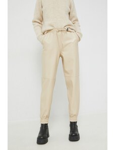 Abercrombie & Fitch pantaloni femei, culoarea bej, high waist