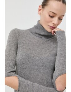 Beatrice B pulover de lana femei, culoarea gri, light, cu guler