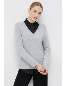 Tommy Hilfiger pulover de lana femei, culoarea gri, light