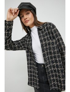 Abercrombie & Fitch camasa din lana femei, culoarea negru, cu guler clasic, regular