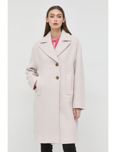Pinko palton de lana femei, culoarea gri, de tranzitie, cu doua randuri de nasturi