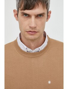 Manuel Ritz pulover de lana barbati, culoarea maro, light