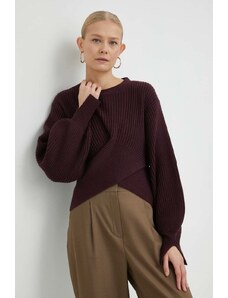 Bruuns Bazaar pulover din amestec de lana Sedum Irina femei, culoarea bordo,