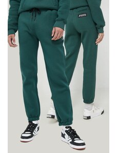 Kangol pantaloni de trening unisex, culoarea verde, neted