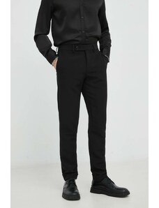 Bruuns Bazaar pantaloni Karlsus Basic Pants barbati, culoarea negru, mulata