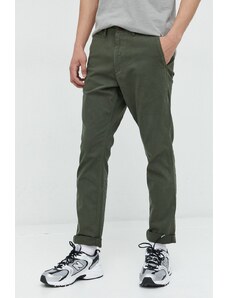 Superdry pantaloni barbati, culoarea verde, cu fason chinos