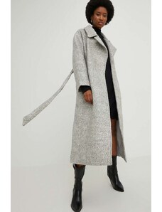 Answear Lab palton din lana culoarea gri, de tranzitie, oversize