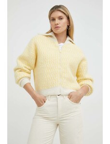 American Vintage cardigan din amestec de lana femei, culoarea galben, light