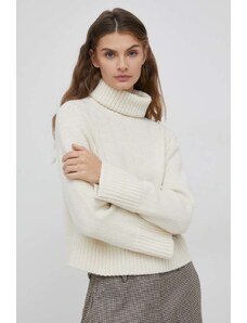 Polo Ralph Lauren pulover de lana Kapsuła Creamy Dreamy femei, culoarea bej, călduros, cu guler