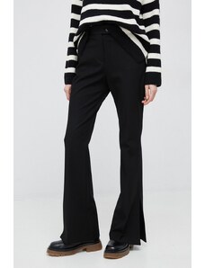 Tommy Hilfiger pantaloni femei, culoarea negru, evazati, high waist