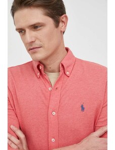 Polo Ralph Lauren cămașă din bumbac bărbați, culoarea roșu, cu guler button-down, regular 710654408