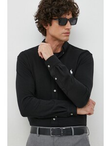 Polo Ralph Lauren cămașă din bumbac bărbați, culoarea negru, cu guler button-down, regular 710654408