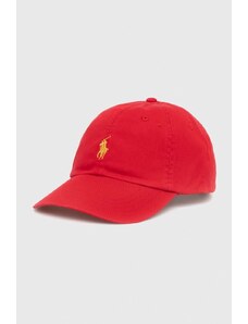 Polo Ralph Lauren șapcă de baseball din bumbac culoarea rosu, neted