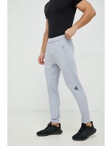Adidas Performance pantaloni de antrenament designed for training barbati, culoarea gri, neted
