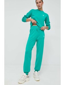 Patrizia Pepe pantaloni de trening femei, culoarea verde, neted