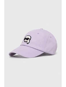 Karl Lagerfeld șapcă de baseball din bumbac culoarea violet, cu imprimeu
