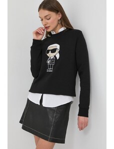 Karl Lagerfeld bluza femei, culoarea negru, cu imprimeu