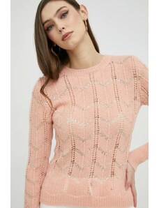 Guess pulover din amestec de lana femei, culoarea portocaliu, light
