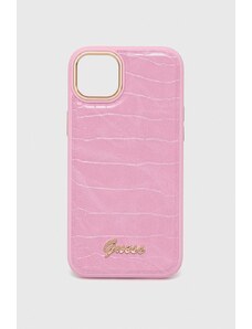 Guess husă pentru telefon iPhone 14 Plus 6,7'' culoarea roz