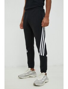 Adidas pantaloni de trening barbati, culoarea negru, cu imprimeu