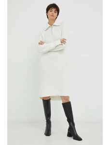 G-Star Raw rochie din amestec de lana culoarea bej, mini, oversize