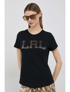 Lauren Ralph Lauren tricou din bumbac culoarea negru