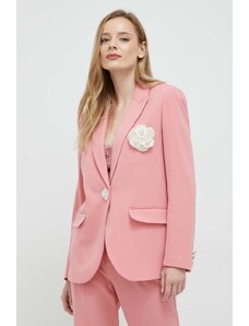 Custommade sacou din lana Fabiana culoarea roz, oversize, neted