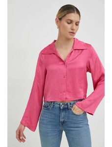 American Vintage camasa femei, culoarea roz, cu guler clasic, regular