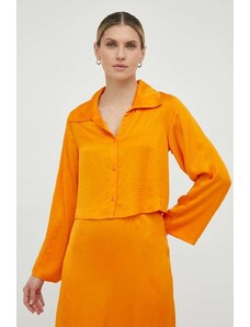 American Vintage camasa femei, culoarea portocaliu, cu guler clasic, regular