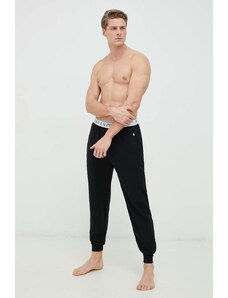 Polo Ralph Lauren pantaloni de lounge culoarea negru, neted