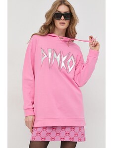 Pinko bluza femei, culoarea roz, cu glugă, cu imprimeu