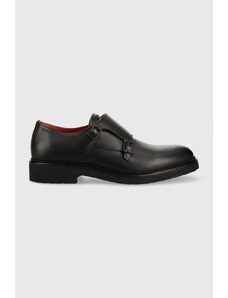 HUGO pantofi de piele Luxity barbati, culoarea negru, 50486286