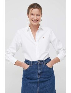 Polo Ralph Lauren cămașă din bumbac femei, culoarea alb, cu guler clasic, regular 211891377