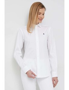 Polo Ralph Lauren cămașă din bumbac femei, culoarea alb, cu guler clasic, regular 211891376