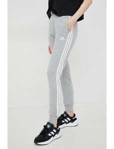 adidas pantaloni de trening femei, culoarea gri, cu imprimeu HF2605