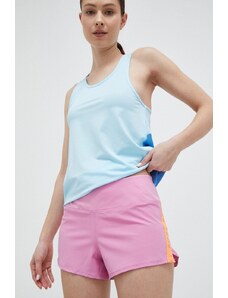 Roxy pantaloni scurți de alergare Bold Moves femei, culoarea roz, cu imprimeu, medium waist