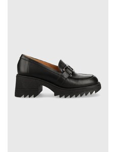 Charles Footwear pantofi de piele Kiara femei, culoarea negru, cu toc drept, Kiara.Loafer