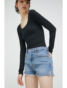 Abercrombie & Fitch pantaloni scurti jeans femei, neted, high waist