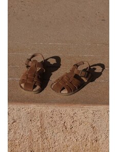 Konges Sløjd sandale din piele intoarsa pentru copii culoarea bej