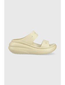 Crocs papuci Classic Crush Sandal femei, culoarea bej, cu platformă 207670
