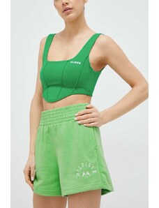 Tommy Hilfiger pantaloni scurti femei, culoarea verde, cu imprimeu, high waist
