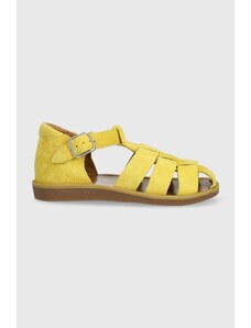 Pom D'api sandale din piele intoarsa pentru copii culoarea galben