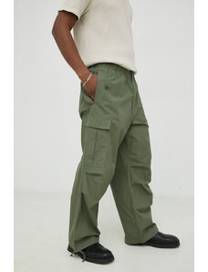 Samsoe Samsoe pantaloni de bumbac culoarea verde, drept